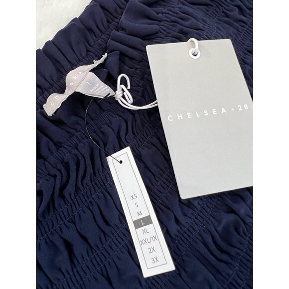 NWT Chelsea28 Size L Long Sleeve Off The Shoulder Smocked Jumpsuit in Blue - Picture 8 of 12